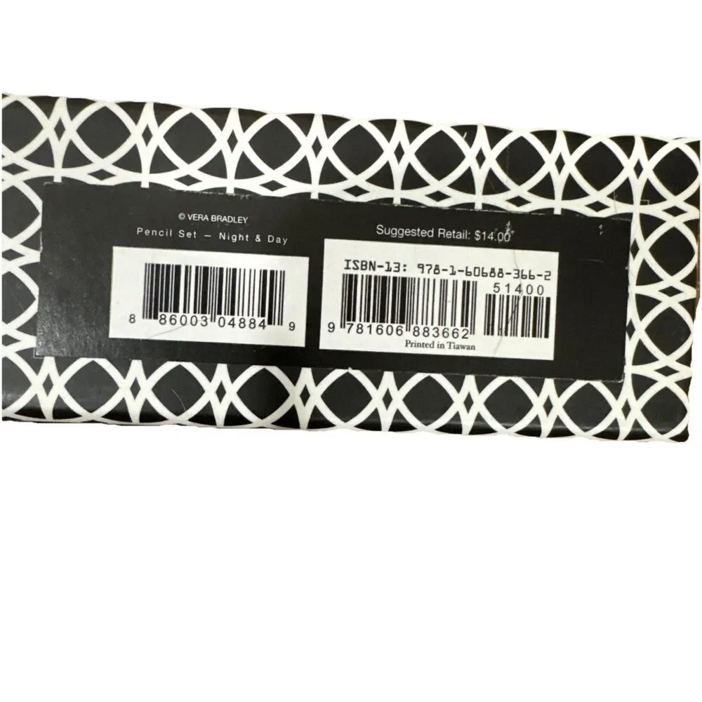 Vera Bradley Pencil Box Set - Night & Day - 10 Pencils and Sharpener - New